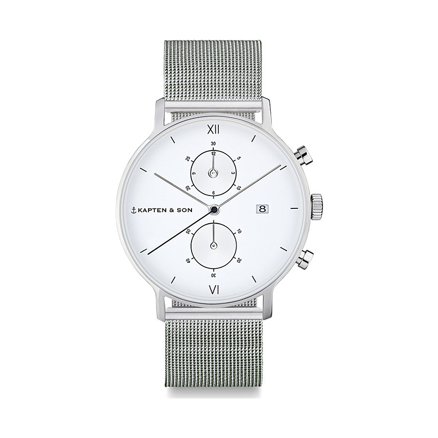 Kapten & Son Chronograph Silver Mesh CD03A0741F22A Kapten & Son Chronograph Silver Mesh CD03A0741F22A
