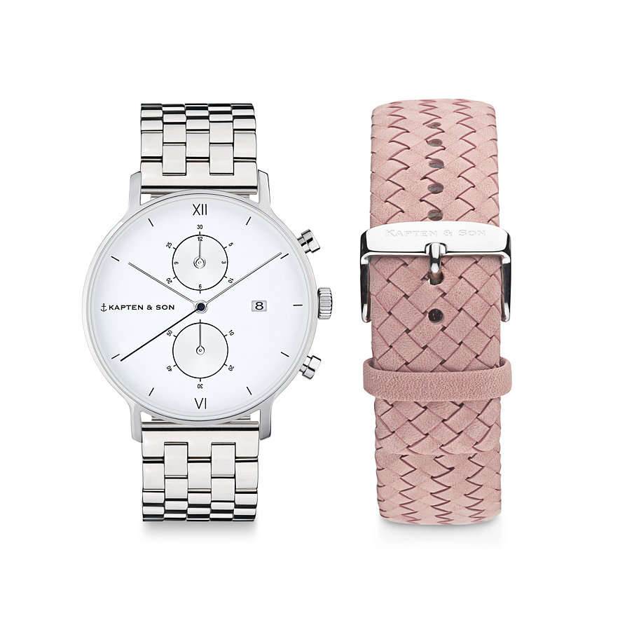 Kapten & Son Uhrenset Chrono Silver Steel HA01A0000A02A Kapten & Son Uhrenset Chrono Silver Steel HA01A0000A02A