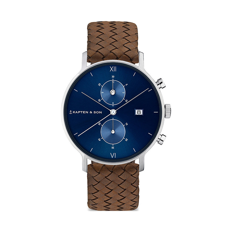 Kapten & Son Unisexuhr Blue Brown Woven Leather CD03C1003F12A Kapten & Son Unisexuhr Blue Brown Woven Leather CD03C1003F12A