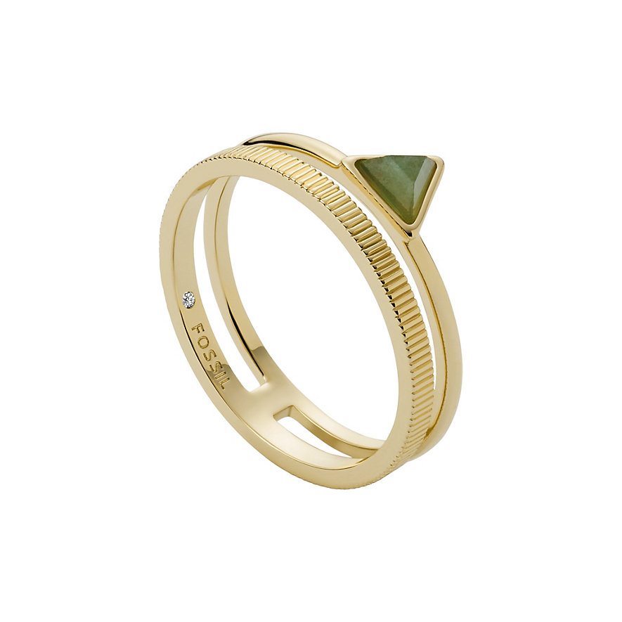 FOSSIL Damenring Val – Roségold & Weiße Jade, Minimalistisch & Elegant